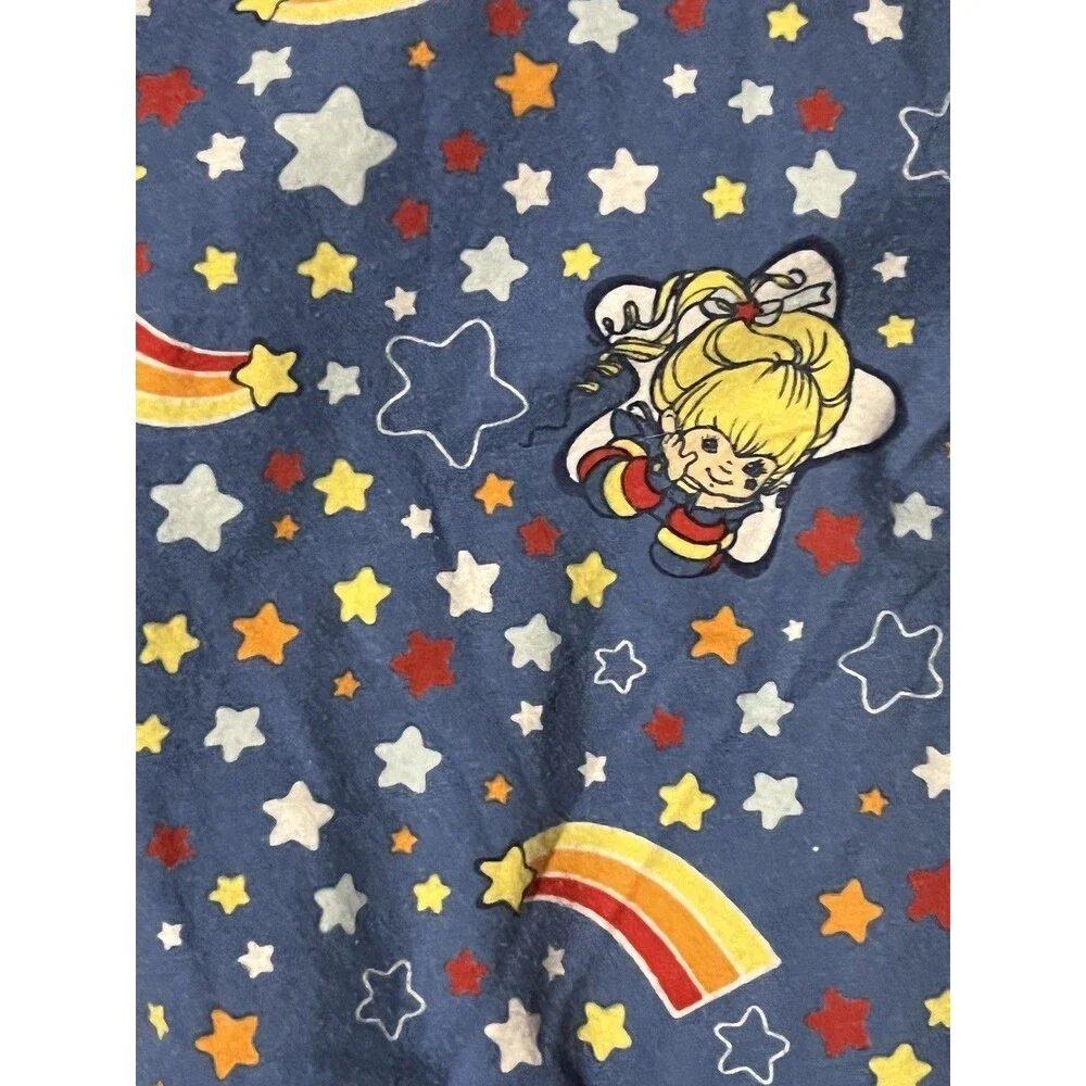 Rainbow Brite Girls Pajama Pants Blue Stars Rainbows 100% Cotton Medium AOP